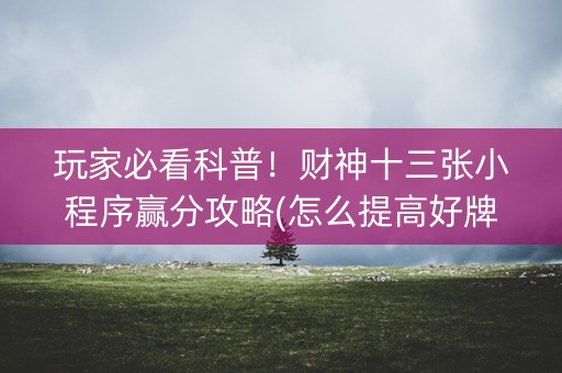玩家必看科普！财神十三张小程序赢分攻略(怎么提高好牌率)