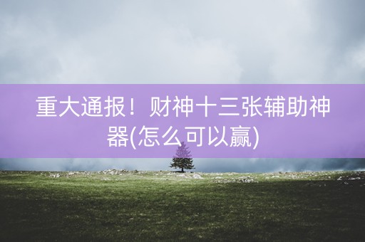 重大通报！财神十三张辅助神器(怎么可以赢)