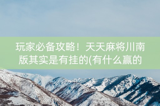 玩家必备攻略！天天麻将川南版其实是有挂的(有什么赢的技巧)