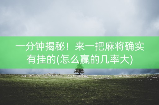一分钟揭秘！来一把麻将确实有挂的(怎么赢的几率大)