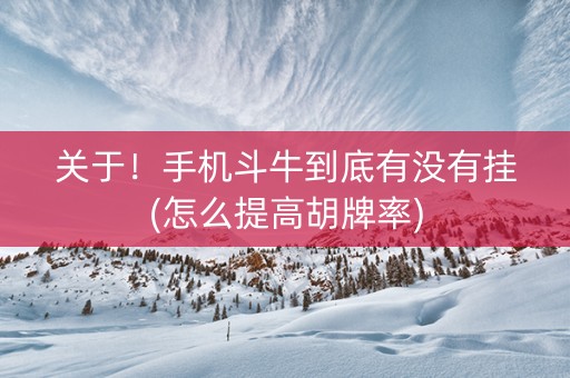 关于！手机斗牛到底有没有挂(怎么提高胡牌率)
