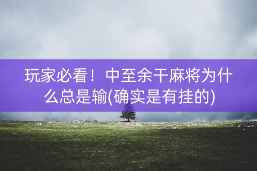 玩家必看！中至余干麻将为什么总是输(确实是有挂的)