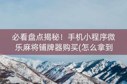 必看盘点揭秘！手机小程序微乐麻将铺牌器购买(怎么拿到好牌)