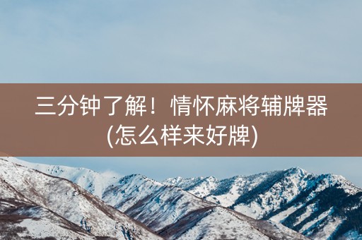 三分钟了解！情怀麻将辅牌器(怎么样来好牌)