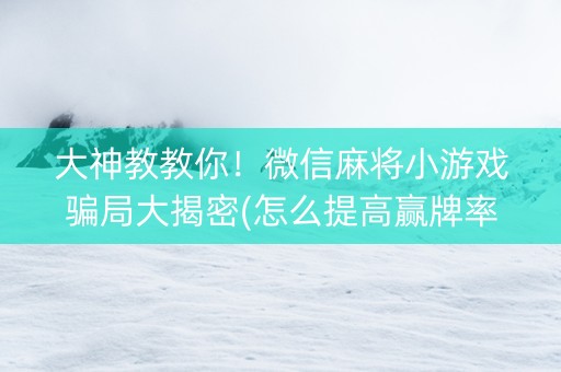 大神教教你！微信麻将小游戏骗局大揭密(怎么提高赢牌率)