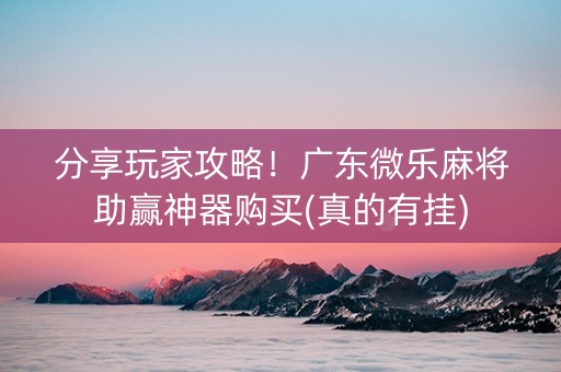 分享玩家攻略！广东微乐麻将助赢神器购买(真的有挂)