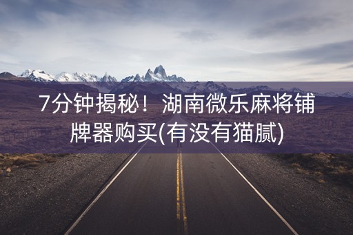 7分钟揭秘！湖南微乐麻将铺牌器购买(有没有猫腻)