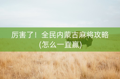 厉害了！全民内蒙古麻将攻略(怎么一直赢)