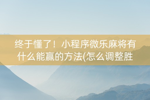 终于懂了！小程序微乐麻将有什么能赢的方法(怎么调整胜率)
