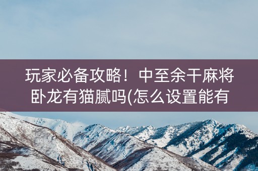 玩家必备攻略！中至余干麻将卧龙有猫腻吗(怎么设置能有好牌)