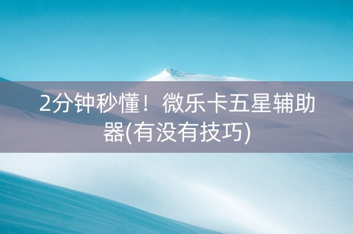 2分钟秒懂！微乐卡五星辅助器(有没有技巧)