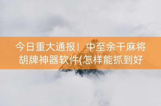 今日重大通报！中至余干麻将胡牌神器软件(怎样能抓到好牌)