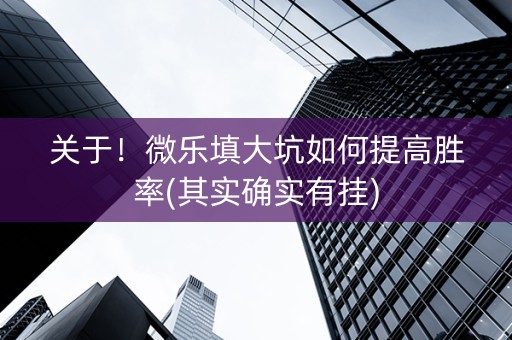 关于！微乐填大坑如何提高胜率(其实确实有挂)