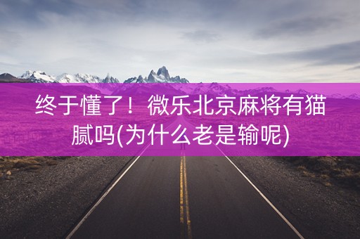 终于懂了！微乐北京麻将有猫腻吗(为什么老是输呢)