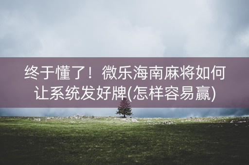 终于懂了！微乐海南麻将如何让系统发好牌(怎样容易赢)