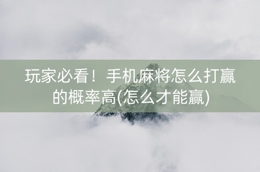 玩家必看！手机麻将怎么打赢的概率高(怎么才能赢)
