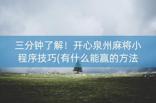 三分钟了解！开心泉州麻将小程序技巧(有什么能赢的方法)