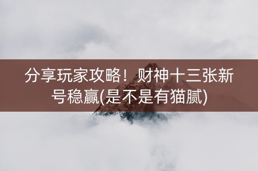 分享玩家攻略！财神十三张新号稳赢(是不是有猫腻)