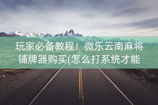 玩家必备教程！微乐云南麻将铺牌器购买(怎么打系统才能给好牌)