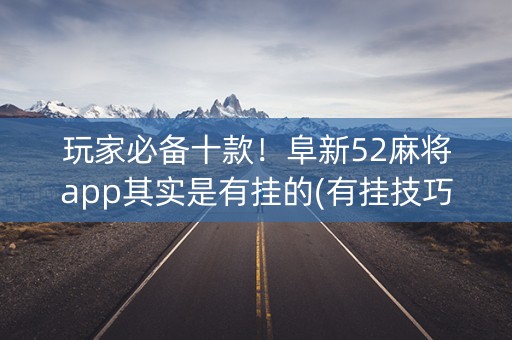 玩家必备十款！阜新52麻将app其实是有挂的(有挂技巧辅助器)