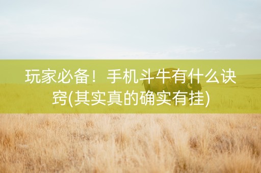 玩家必备！手机斗牛有什么诀窍(其实真的确实有挂)