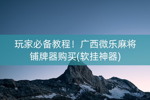 玩家必备教程！广西微乐麻将铺牌器购买(软挂神器)