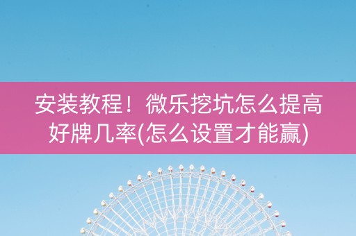 安装教程！微乐挖坑怎么提高好牌几率(怎么设置才能赢)