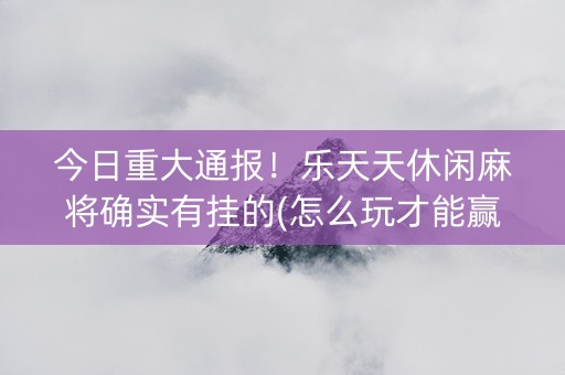 今日重大通报！乐天天休闲麻将确实有挂的(怎么玩才能赢)