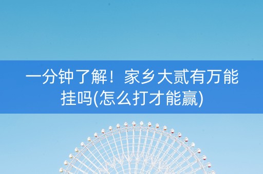一分钟了解！家乡大贰有万能挂吗(怎么打才能赢)