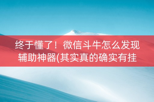 终于懂了！微信斗牛怎么发现辅助神器(其实真的确实有挂)