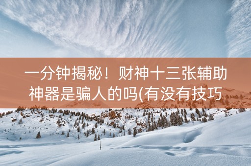 一分钟揭秘！财神十三张辅助神器是骗人的吗(有没有技巧)