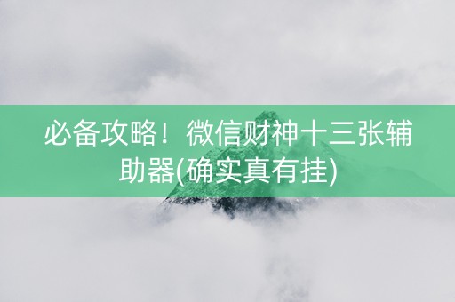 必备攻略！微信财神十三张辅助器(确实真有挂)