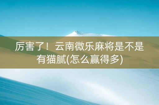厉害了！云南微乐麻将是不是有猫腻(怎么赢得多)