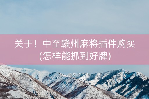 关于！中至赣州麻将插件购买(怎样能抓到好牌)