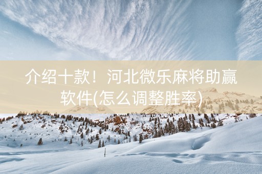 介绍十款！河北微乐麻将助赢软件(怎么调整胜率)
