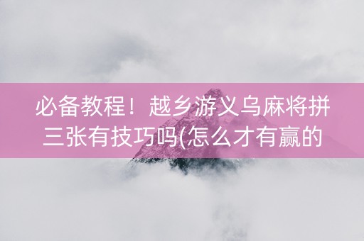 必备教程！越乡游义乌麻将拼三张有技巧吗(怎么才有赢的几率)
