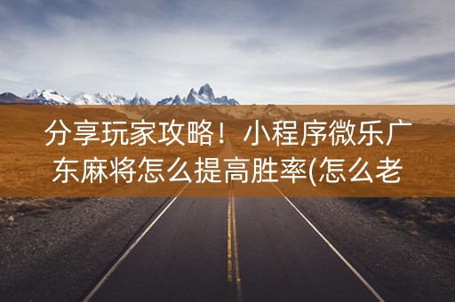 分享玩家攻略！小程序微乐广东麻将怎么提高胜率(怎么老输必备神器)