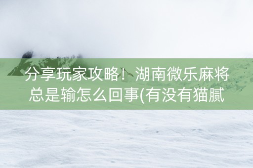 分享玩家攻略！湖南微乐麻将总是输怎么回事(有没有猫腻)