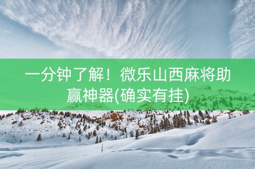 一分钟了解！微乐山西麻将助赢神器(确实有挂)