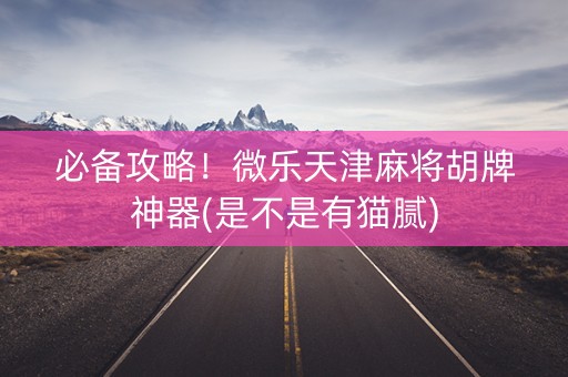 必备攻略！微乐天津麻将胡牌神器(是不是有猫腻)