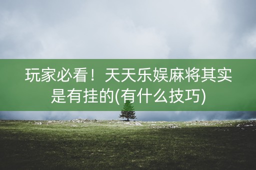 玩家必看！天天乐娱麻将其实是有挂的(有什么技巧)