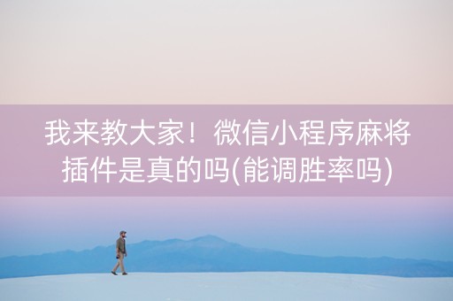 我来教大家！微信小程序麻将插件是真的吗(能调胜率吗)