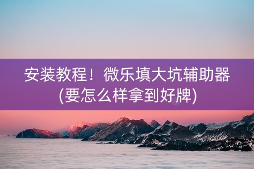 安装教程！微乐填大坑辅助器(要怎么样拿到好牌)