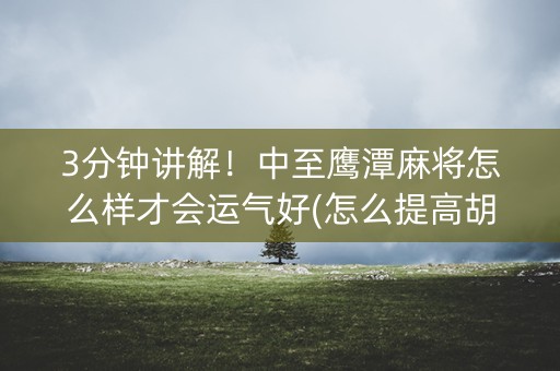 3分钟讲解！中至鹰潭麻将怎么样才会运气好(怎么提高胡牌率)