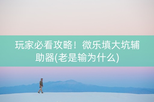 玩家必看攻略！微乐填大坑辅助器(老是输为什么)