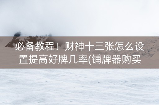 必备教程！财神十三张怎么设置提高好牌几率(铺牌器购买)