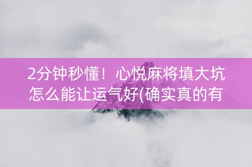 2分钟秒懂！心悦麻将填大坑怎么能让运气好(确实真的有挂)