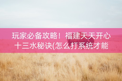 玩家必备攻略！福建天天开心十三水秘诀(怎么打系统才能给好牌)