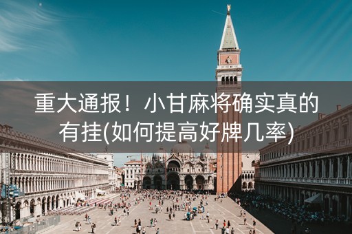 重大通报！小甘麻将确实真的有挂(如何提高好牌几率)