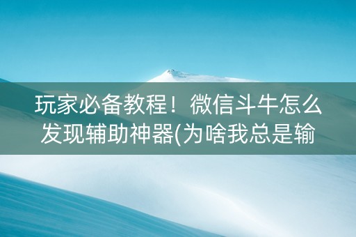 玩家必备教程！微信斗牛怎么发现辅助神器(为啥我总是输)